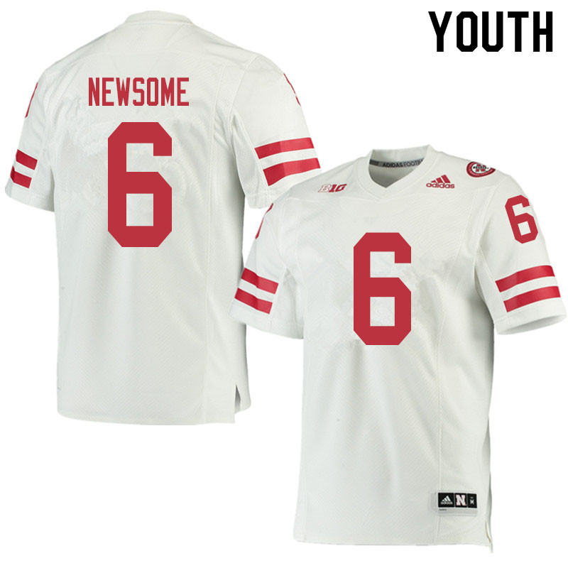 Youth #6 Quinton Newsome Nebraska Cornhuskers College Football Jerseys Sale-White - Click Image to Close